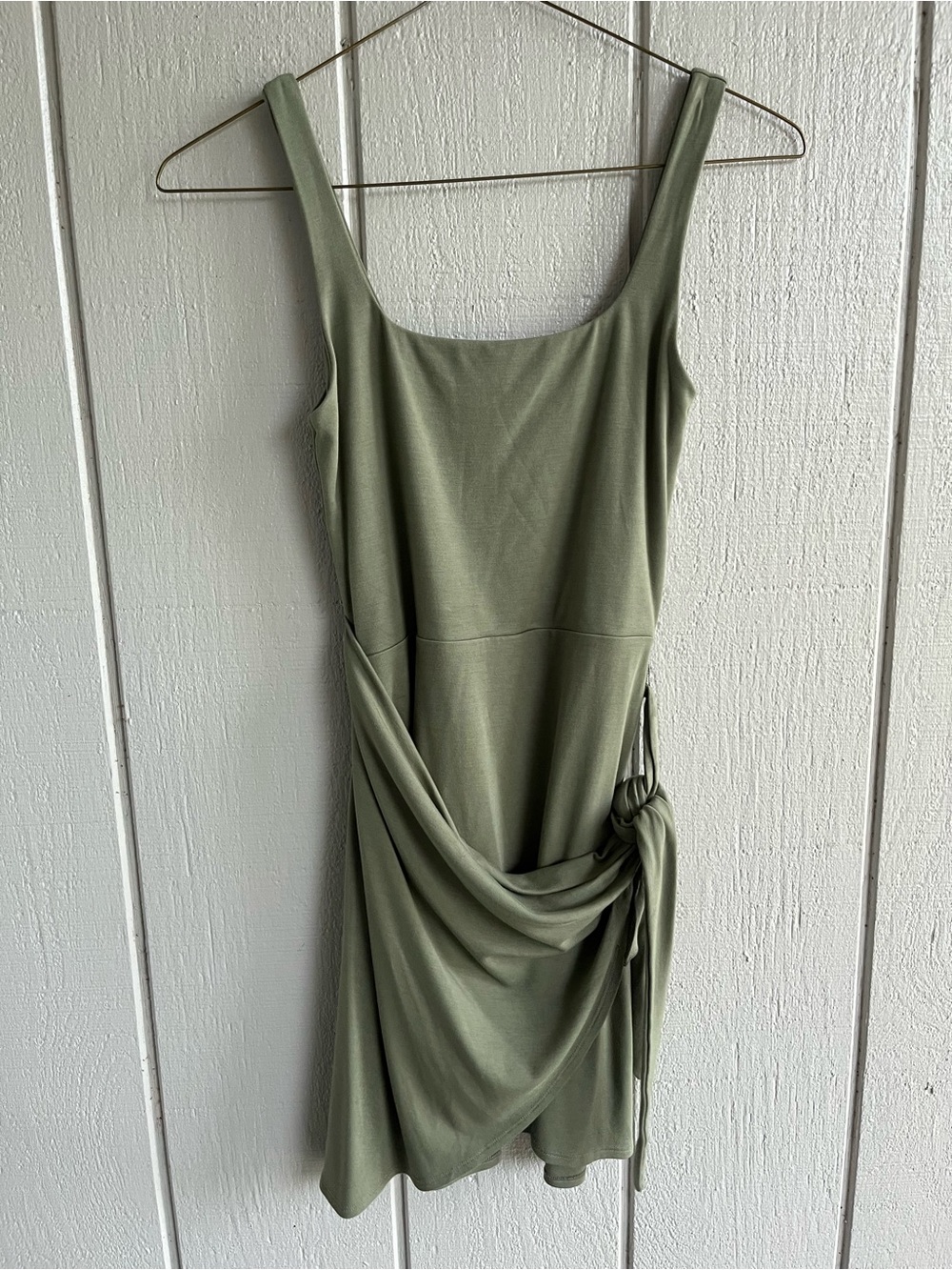 Wilfred Jersey Mini Wrap Dress Sleeveless Green in Size S